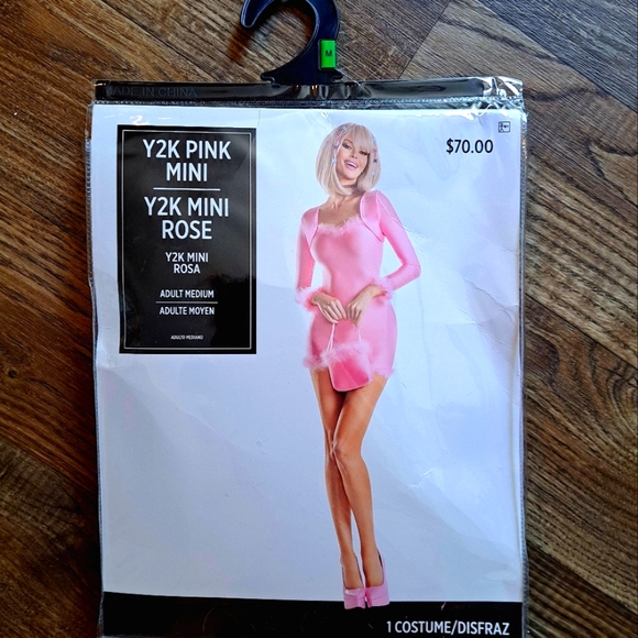 Adult Halloween Costume Y2K Pink Mini Dress Sz Medium NWT - Picture 1 of 11